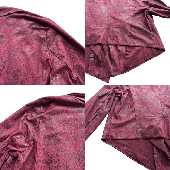 Knox Rose Women XL Burgundy Faux Suede Leather Open Drape Waterfall Front Jacket - Picture 11 of 15